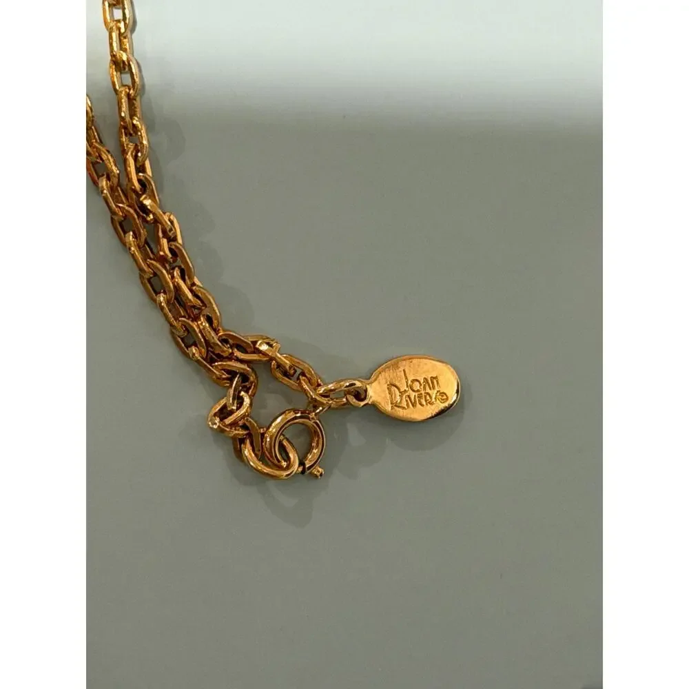 Vintage Joan Rivers Faberge Style Egg Locket Necklace • Red Enamel • Gold Plate